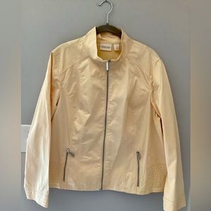 Chico’s seawhip yellow sateen jacket.